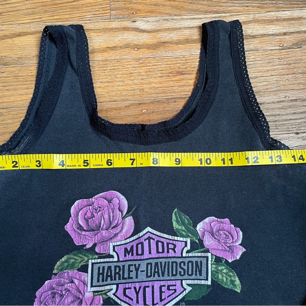 Vintage Rare 1991 Harley Davidson 3D Emblem Rose Lace Tank Top Shirt